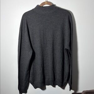Tricots St Raphael Pure New Wool Mock Neck Sweater XL - Dark grey